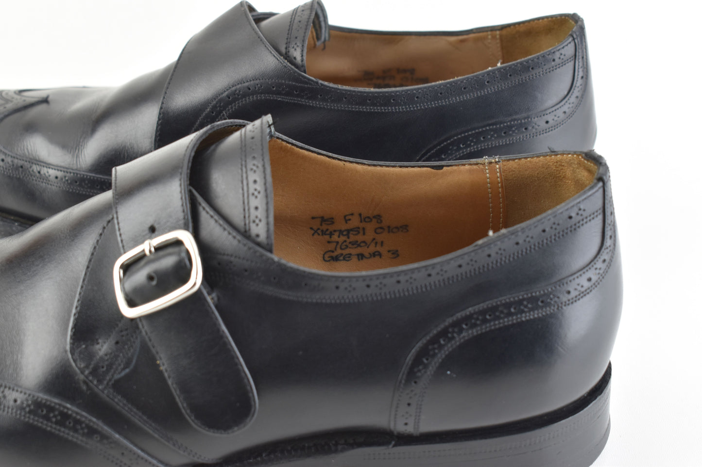 Church’s Monk Single Strap Brogues Black Men Shoes, Size EU 41.5, Good 6/10
