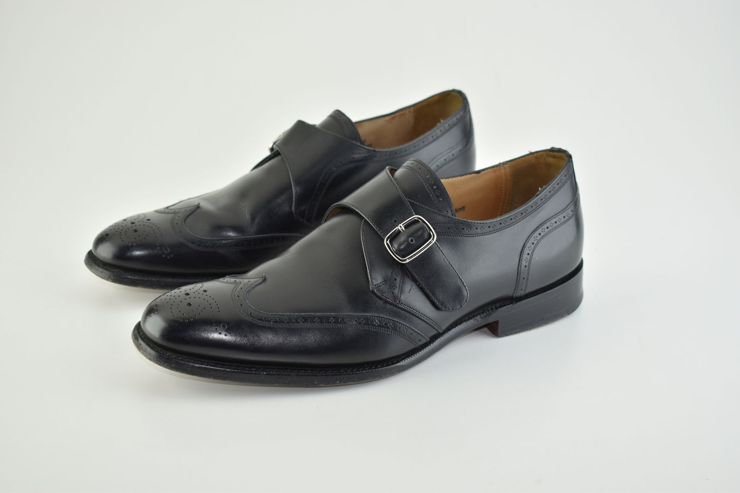 Church’s Monk Single Strap Brogues Black Men Shoes, Size EU 41.5, Good 6/10