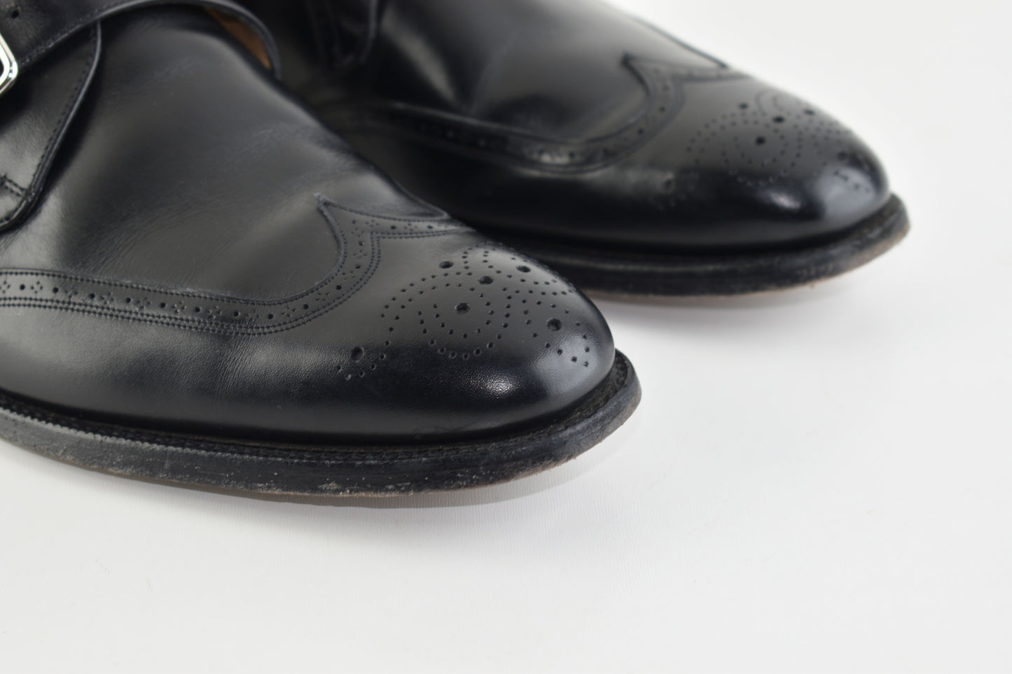Church’s Monk Single Strap Brogues Black Men Shoes, Size EU 41.5, Good 6/10