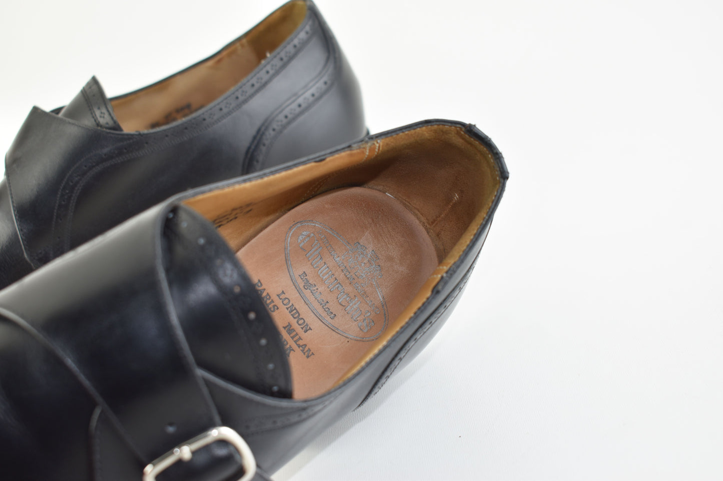 Church’s Monk Single Strap Brogues Black Men Shoes, Size EU 41.5, Good 6/10