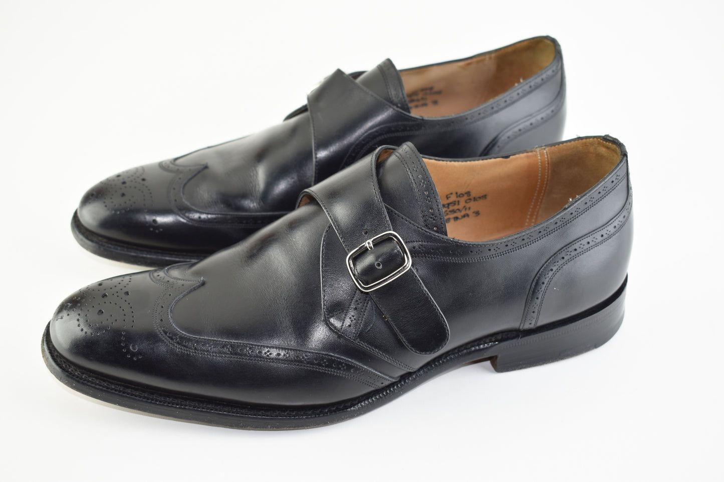 Church’s Monk Single Strap Brogues Black Men Shoes, Size EU 41.5, Good 6/10