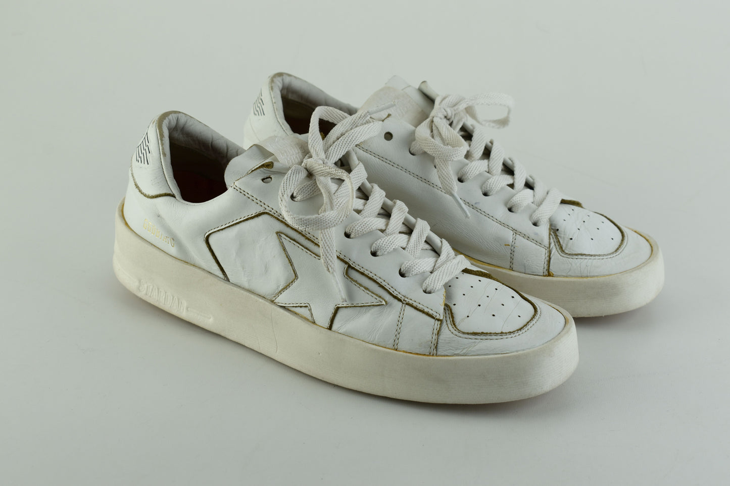 Golden Goose Stardan in total white Leather Women Sneakers, Size 38 (No Insole, خاصها فراش), V.Good 7/10