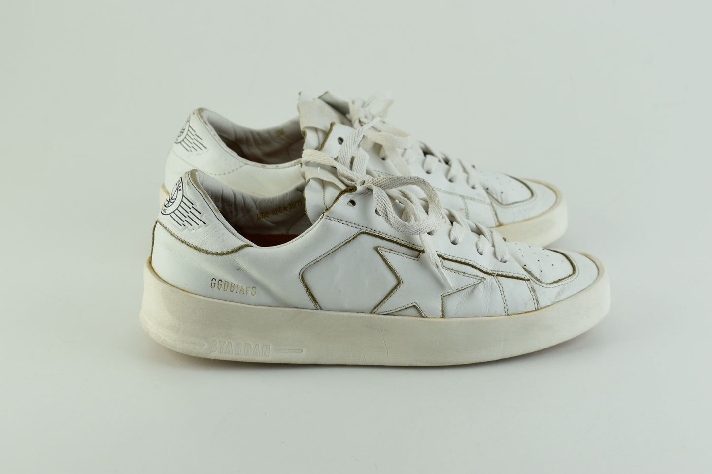 Golden Goose Stardan in total white Leather Women Sneakers, Size 38 (No Insole, خاصها فراش), V.Good 7/10