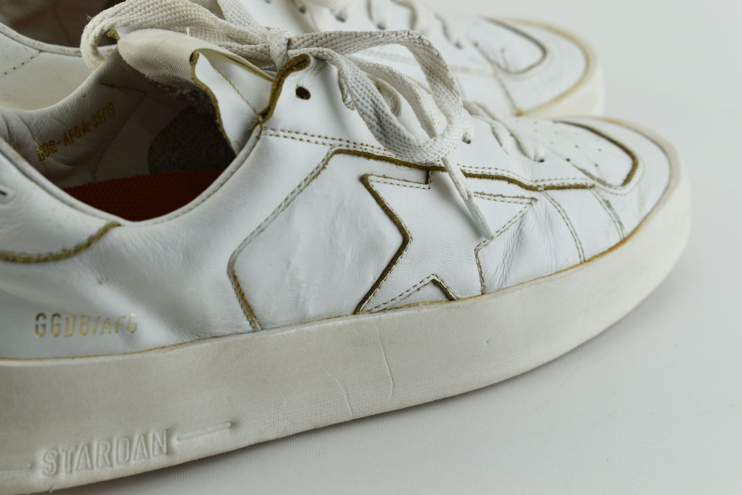 Golden Goose Stardan in total white Leather Women Sneakers, Size 38 (No Insole, خاصها فراش), V.Good 7/10