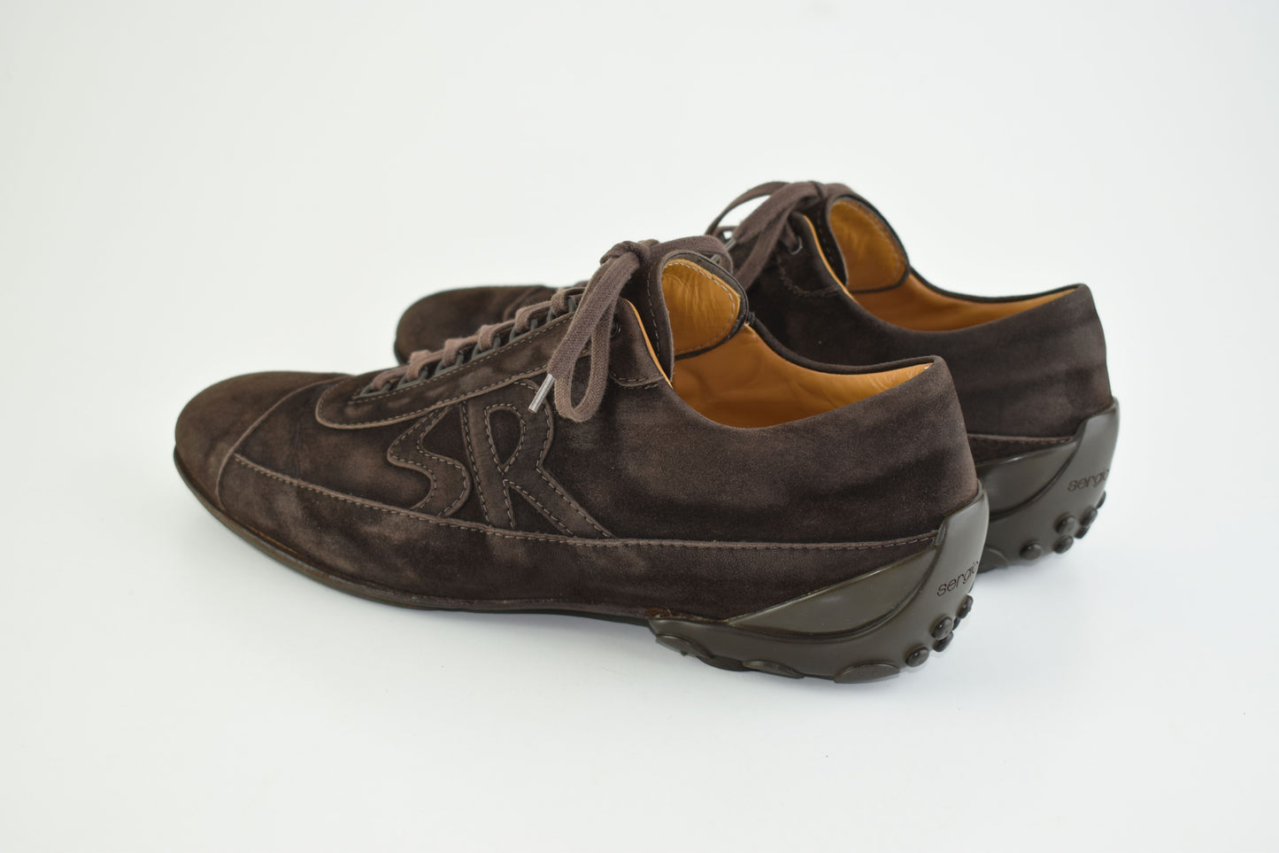 Sergio Rossi Logo Lace Up Men Suede Brown Men Sneakers, Size EU 43, Good 6/10