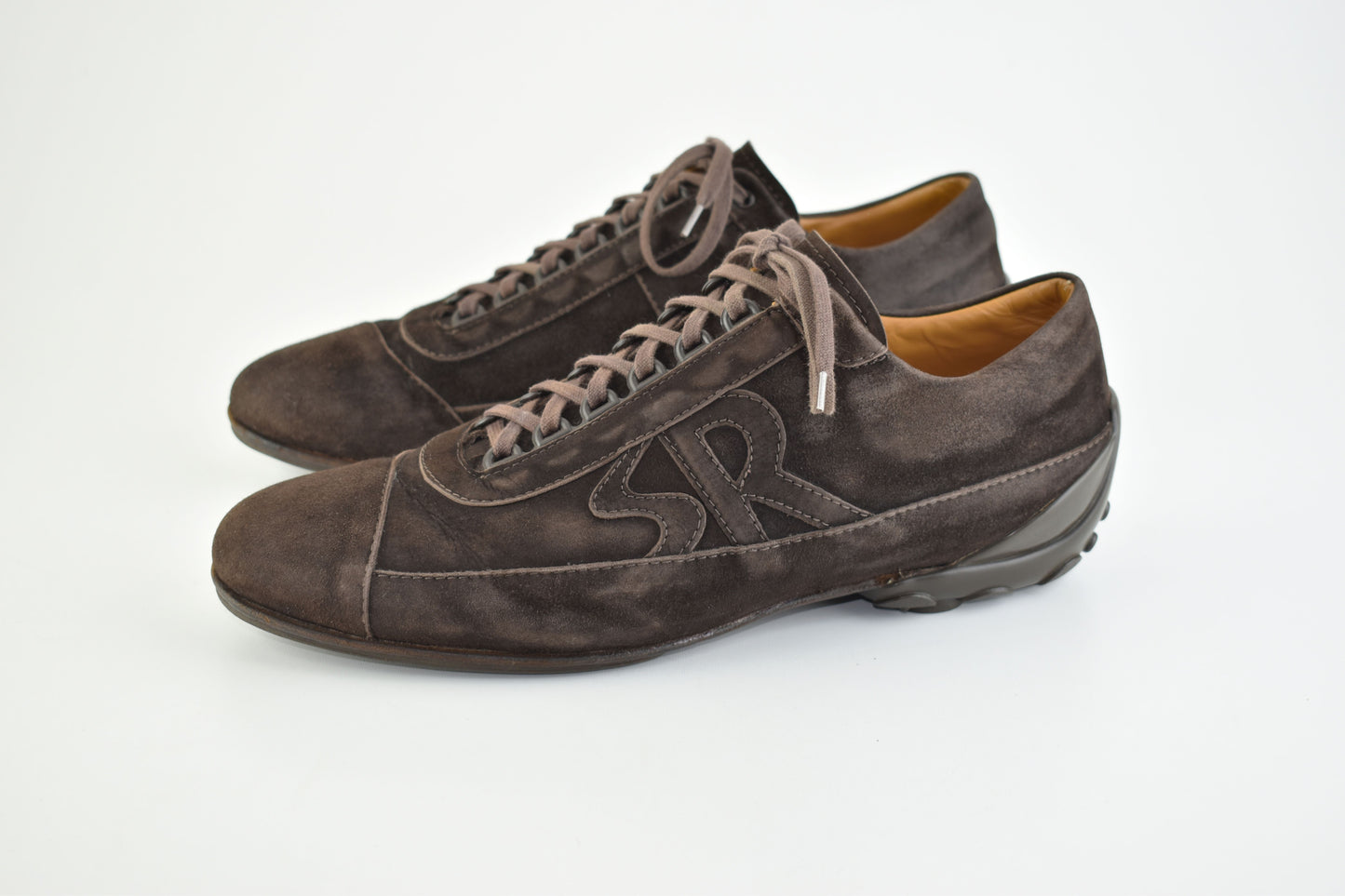 Sergio Rossi Logo Lace Up Men Suede Brown Men Sneakers, Size EU 43, Good 6/10