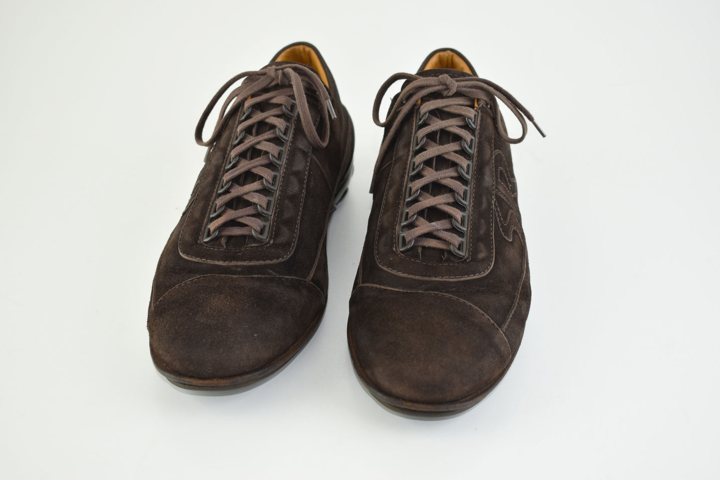 Sergio Rossi Logo Lace Up Men Suede Brown Men Sneakers, Size EU 43, Good 6/10