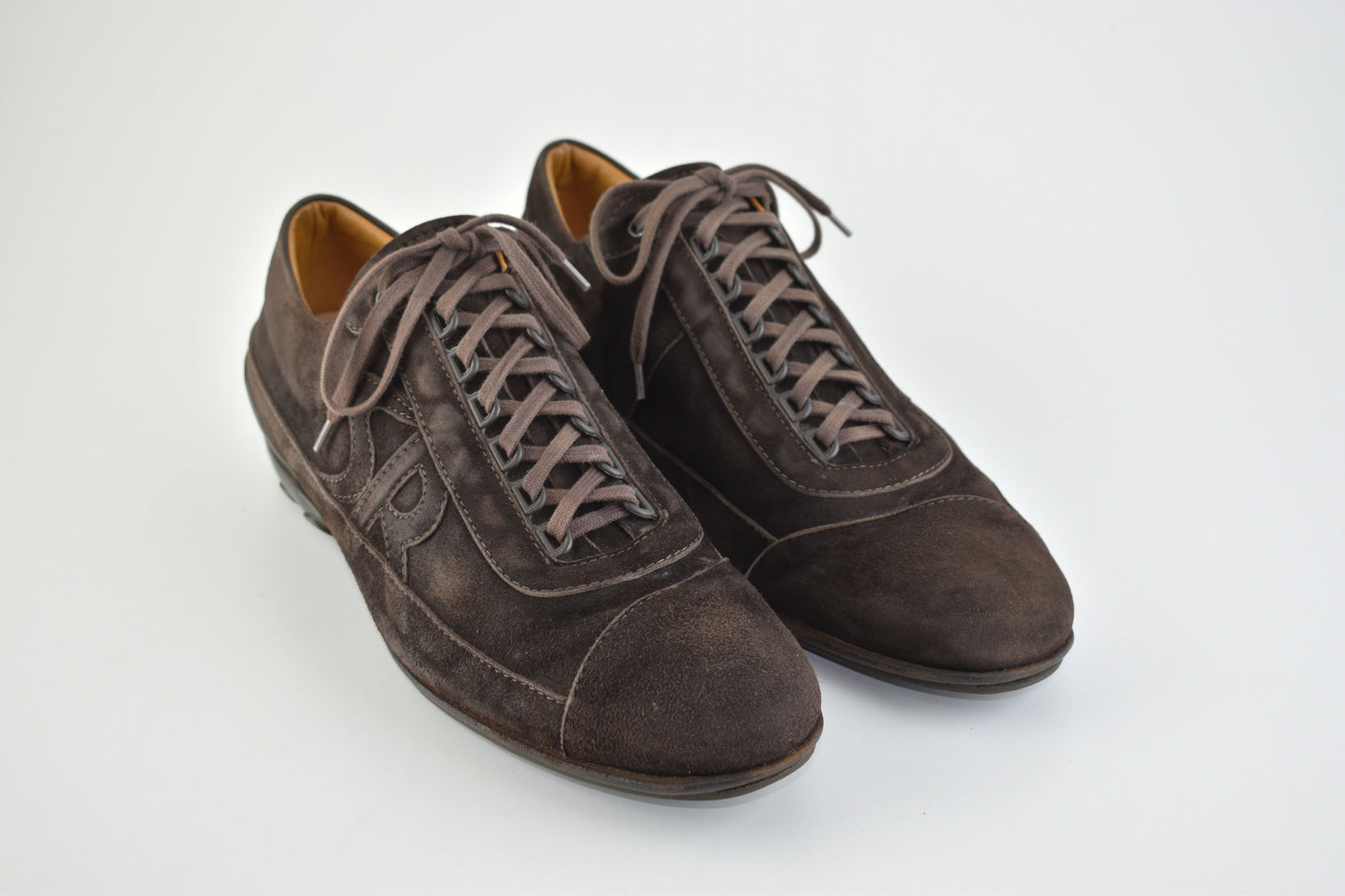Sergio Rossi Logo Lace Up Men Suede Brown Men Sneakers, Size EU 43, Good 6/10