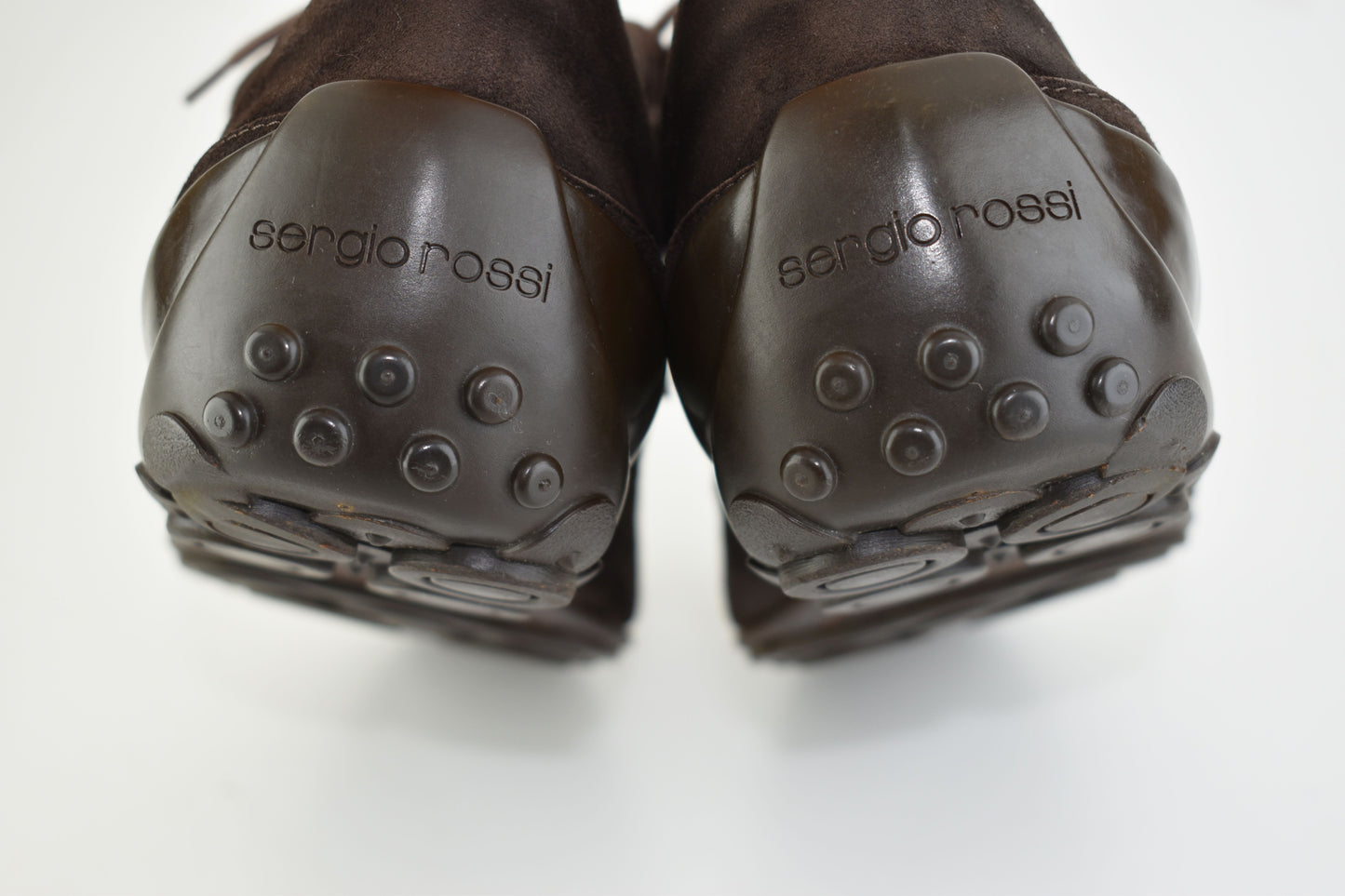 Sergio Rossi Logo Lace Up Men Suede Brown Men Sneakers, Size EU 43, Good 6/10
