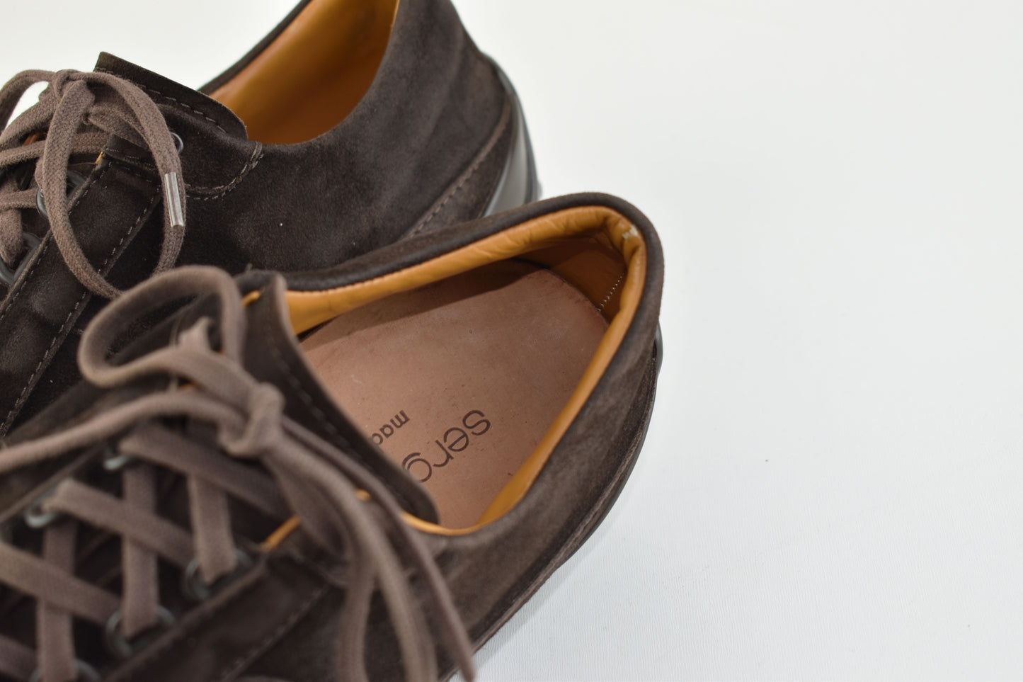 Sergio Rossi Logo Lace Up Men Suede Brown Men Sneakers, Size EU 43, Good 6/10