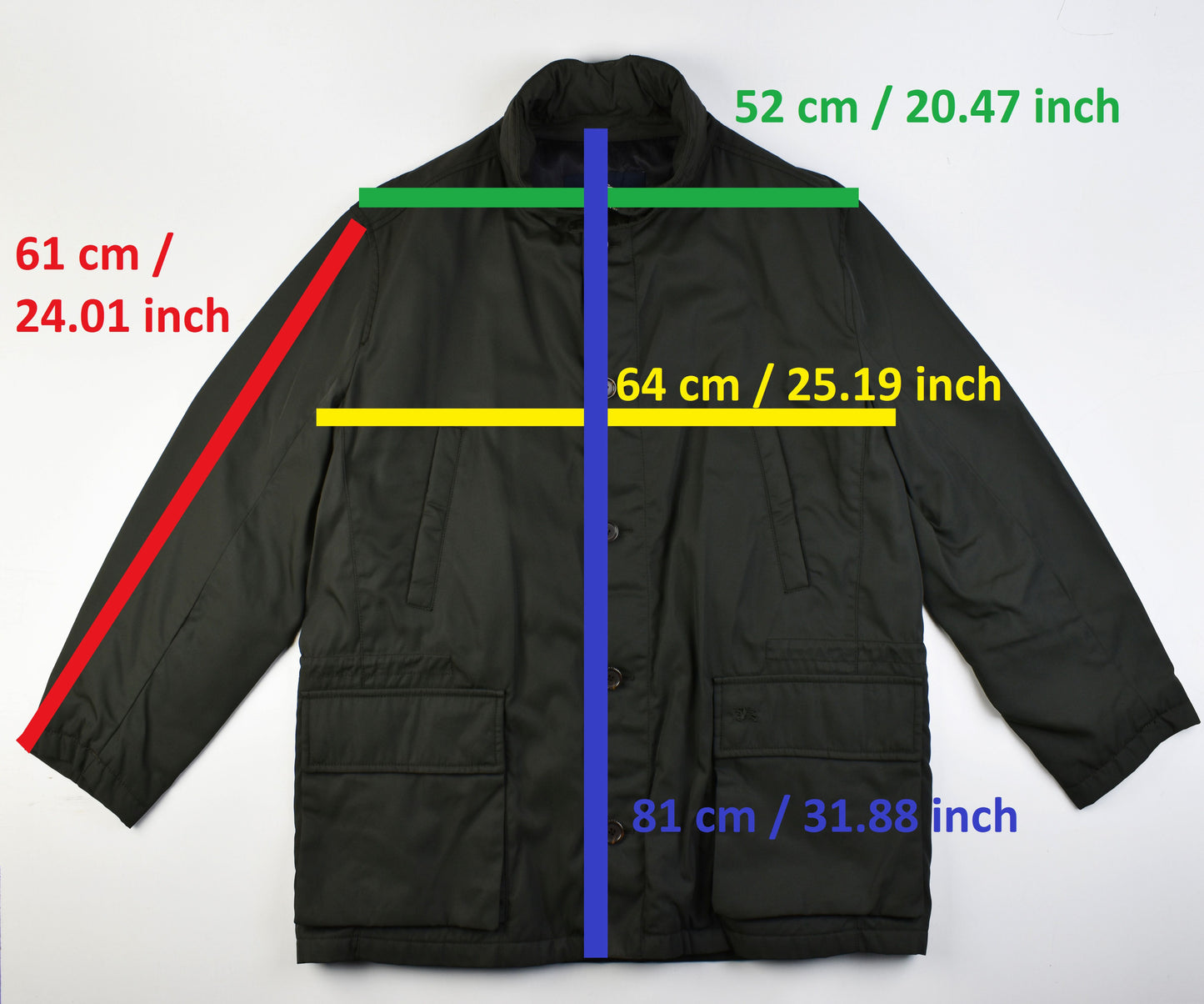 Burberry Lined Nylon Pocket Green Hidden Hood Men Jacket Size 56, V.Good 8/10