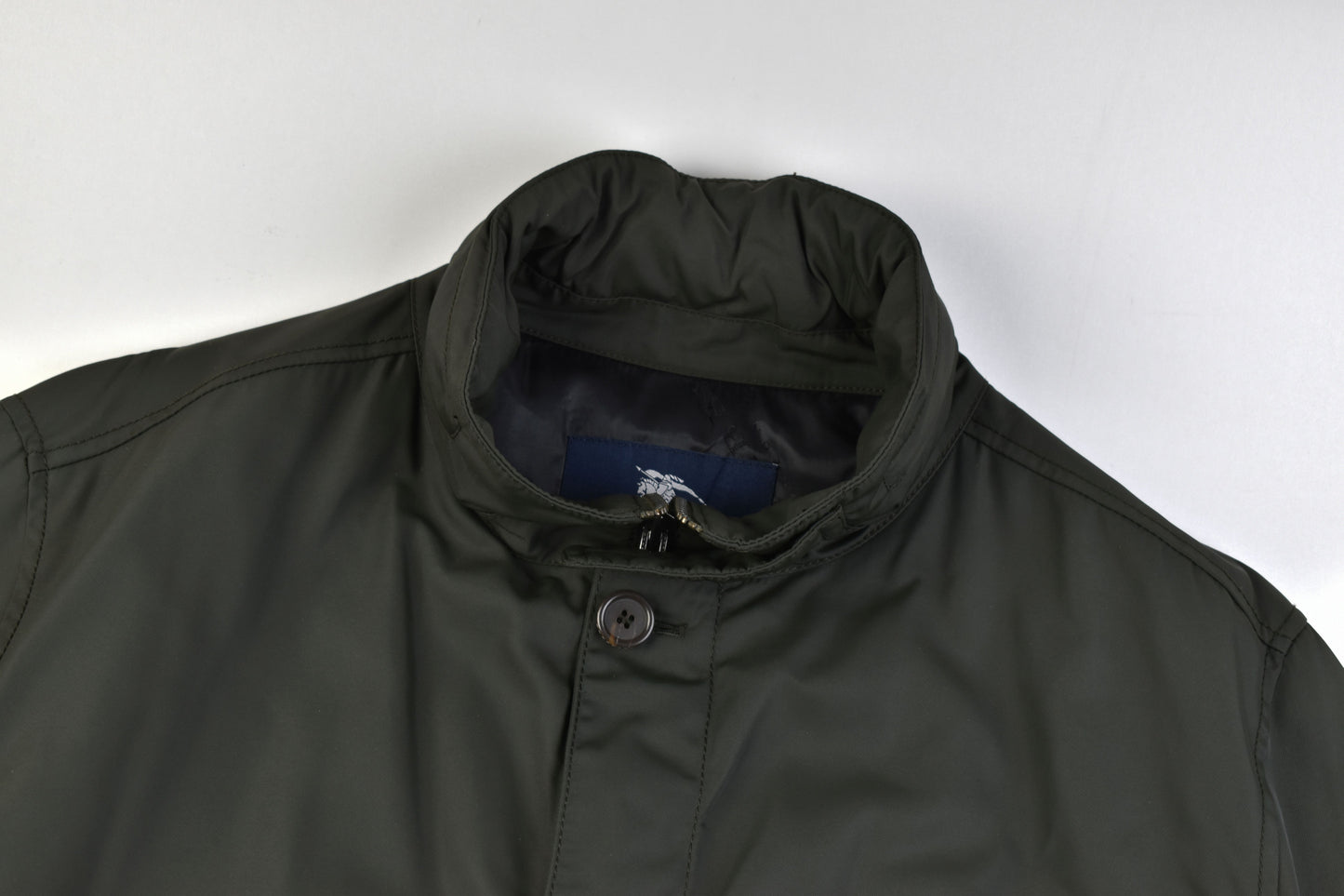 Burberry Lined Nylon Pocket Green Hidden Hood Men Jacket Size 56, V.Good 8/10