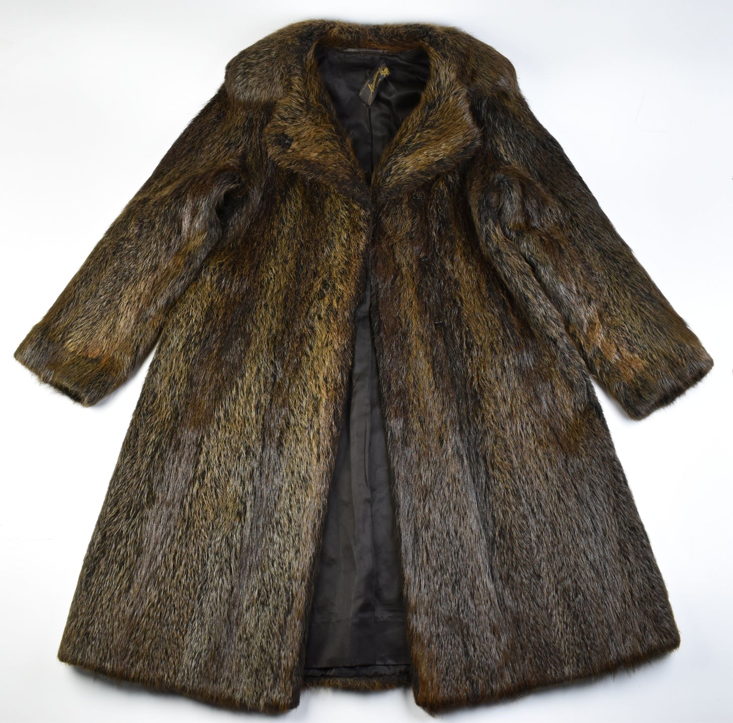 Pellicceria Varese Beaver Fur Dark Brown Full Length, Size L, Women Coat, Excellent 9/10