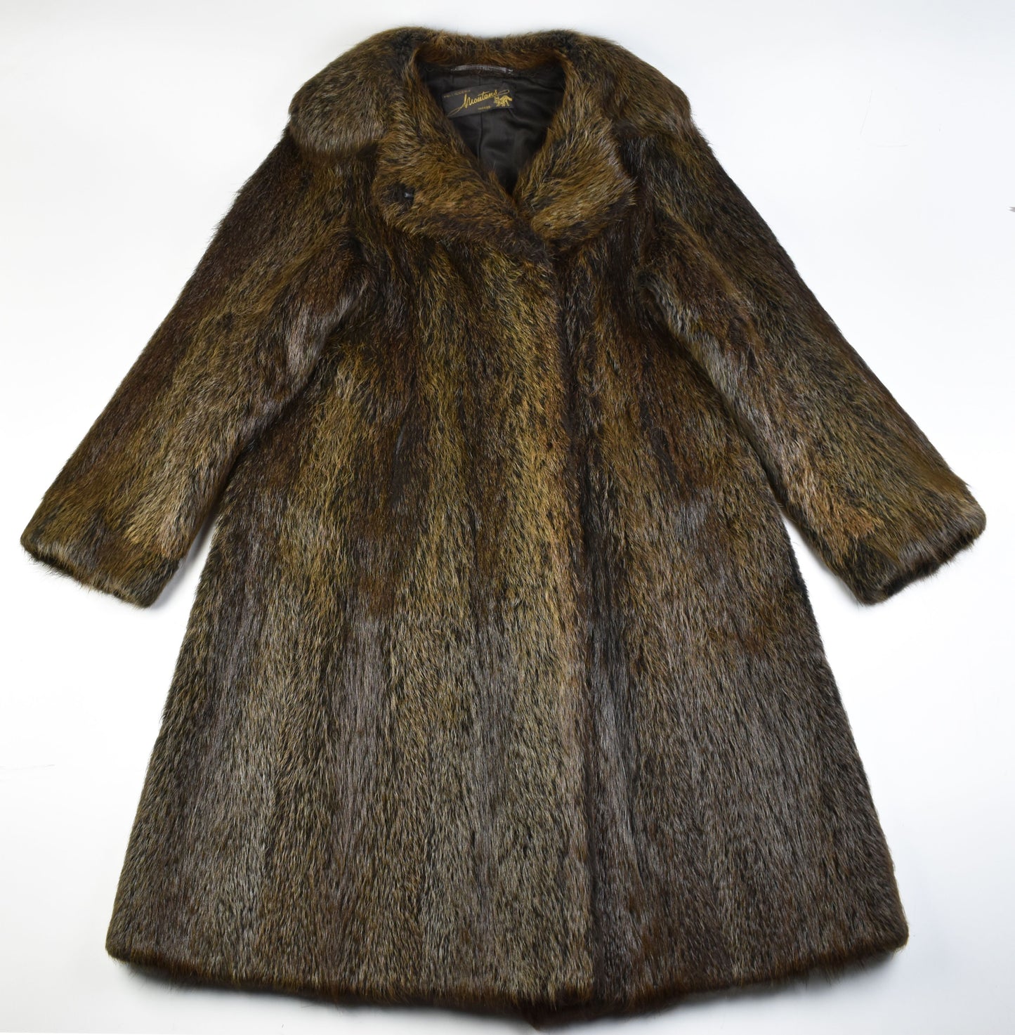 Pellicceria Varese Beaver Fur Dark Brown Full Length, Size L, Women Coat, Excellent 9/10