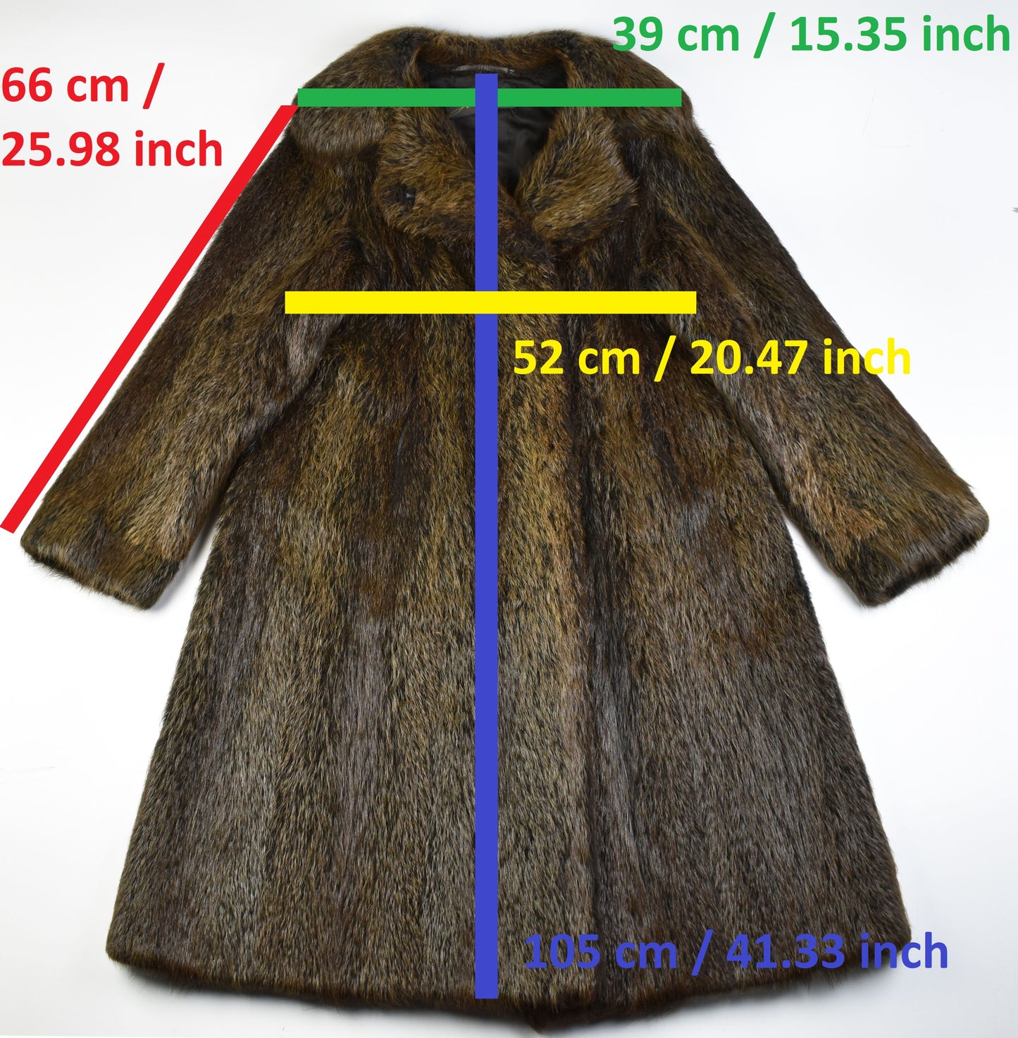 Pellicceria Varese Beaver Fur Dark Brown Full Length, Size L, Women Coat, Excellent 9/10