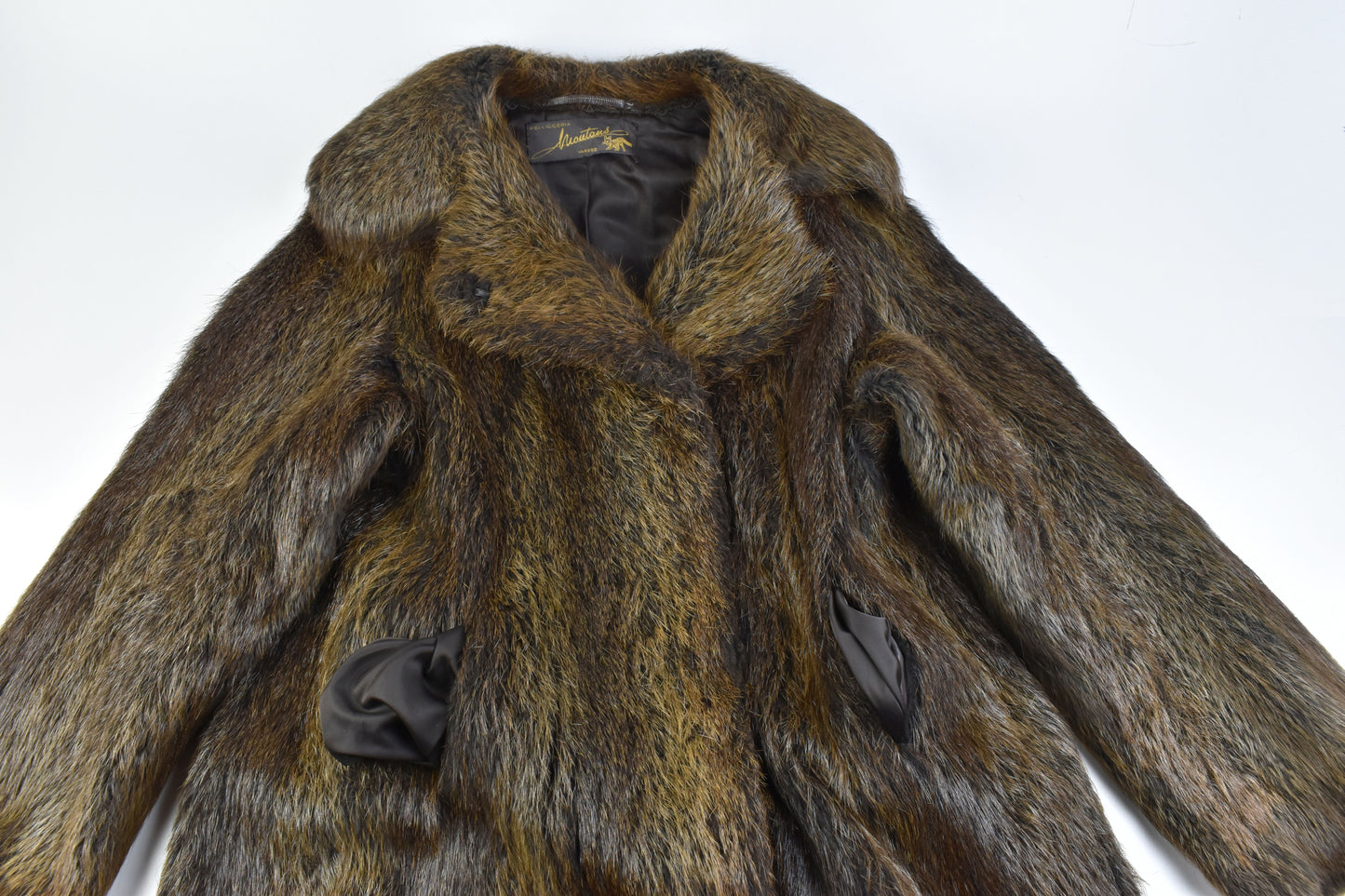 Pellicceria Varese Beaver Fur Dark Brown Full Length, Size L, Women Coat, Excellent 9/10