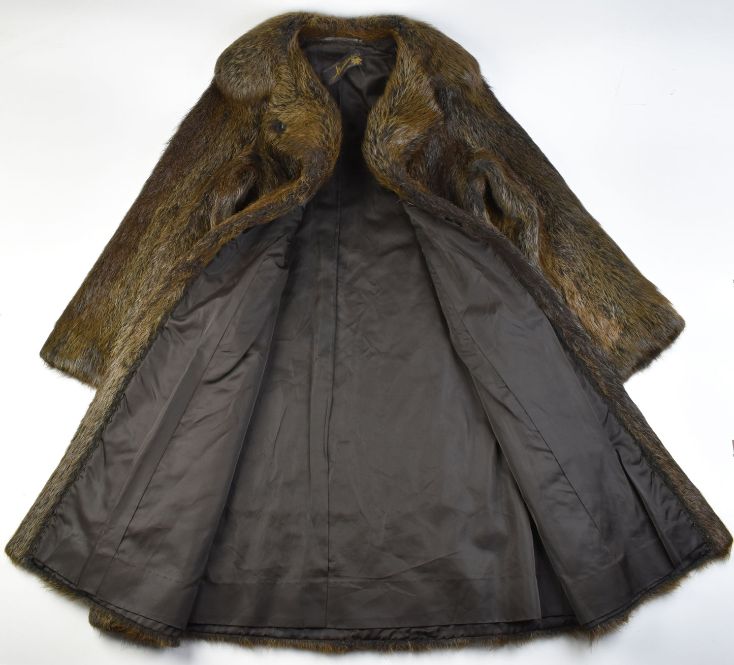 Pellicceria Varese Beaver Fur Dark Brown Full Length, Size L, Women Coat, Excellent 9/10