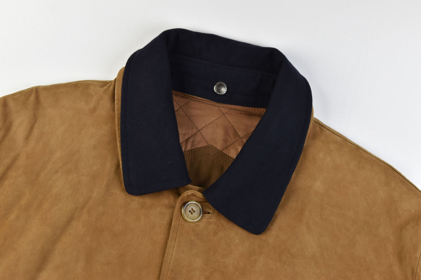 Burberry London Brown Calfskin Nubuck Leather Men Coat Jacket Size 52, V.Good 8/10