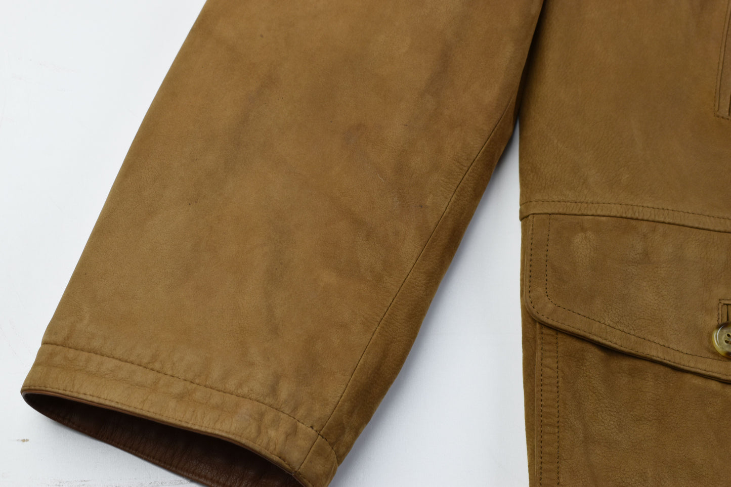 Burberry London Brown Calfskin Nubuck Leather Men Coat Jacket Size 52, V.Good 8/10