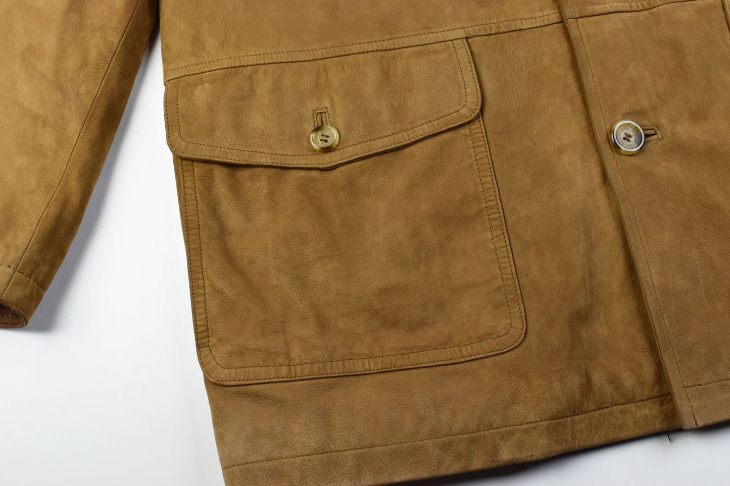 Burberry London Brown Calfskin Nubuck Leather Men Coat Jacket Size 52, V.Good 8/10
