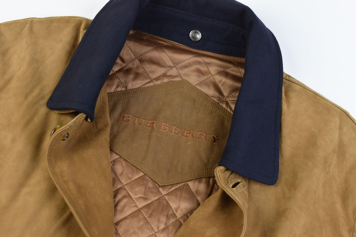 Burberry London Brown Calfskin Nubuck Leather Men Coat Jacket Size 52, V.Good 8/10
