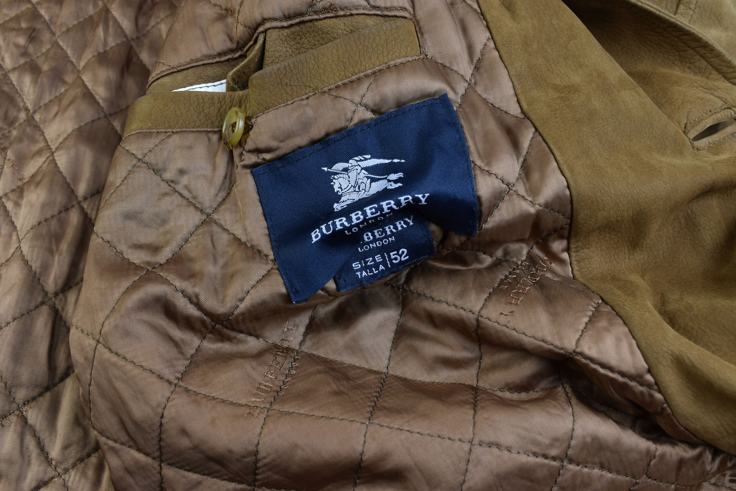 Burberry London Brown Calfskin Nubuck Leather Men Coat Jacket Size 52, V.Good 8/10