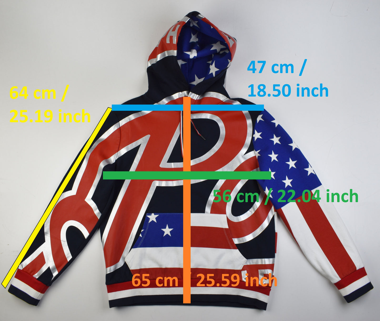 Polo Ralph Lauren Big Bubble American USA Flag Hoodie M, Excellent 9/10