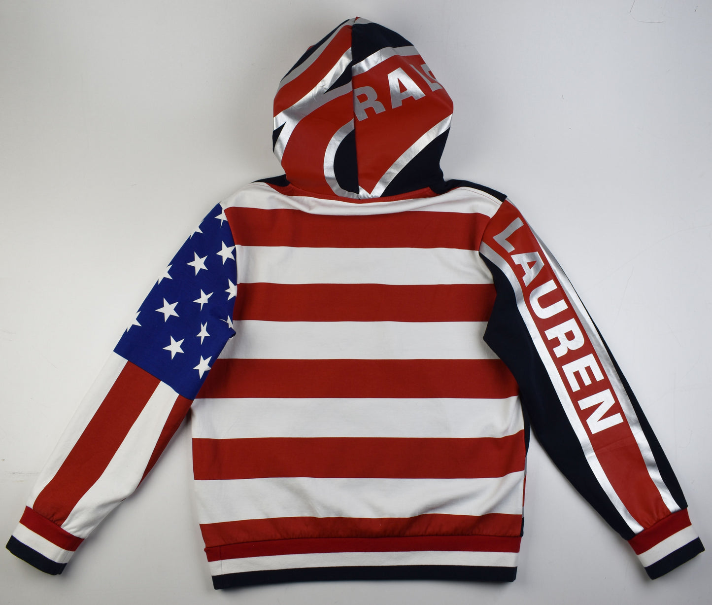 Polo Ralph Lauren Big Bubble American USA Flag Hoodie M, Excellent 9/10