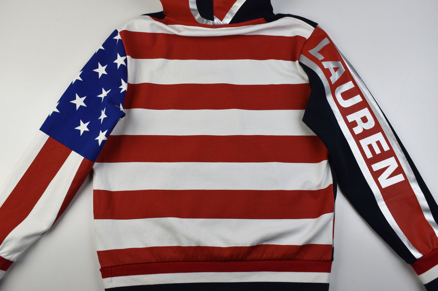 Polo Ralph Lauren Big Bubble American USA Flag Hoodie M, Excellent 9/10