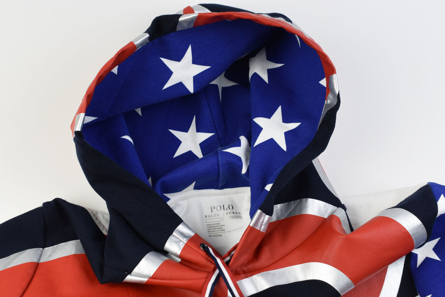 Polo Ralph Lauren Big Bubble American USA Flag Hoodie M, Excellent 9/10