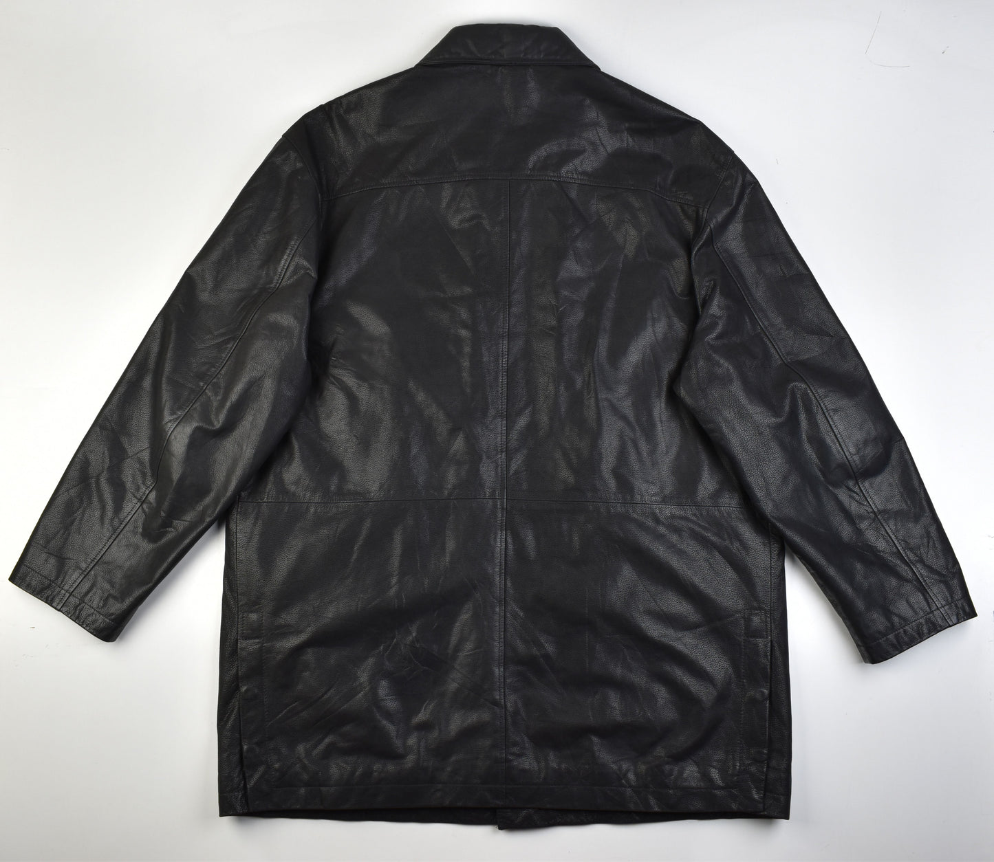 Yves Saint Laurent Black Leather Man's Jacket Coat, Size EU 58, V.Good 8/10