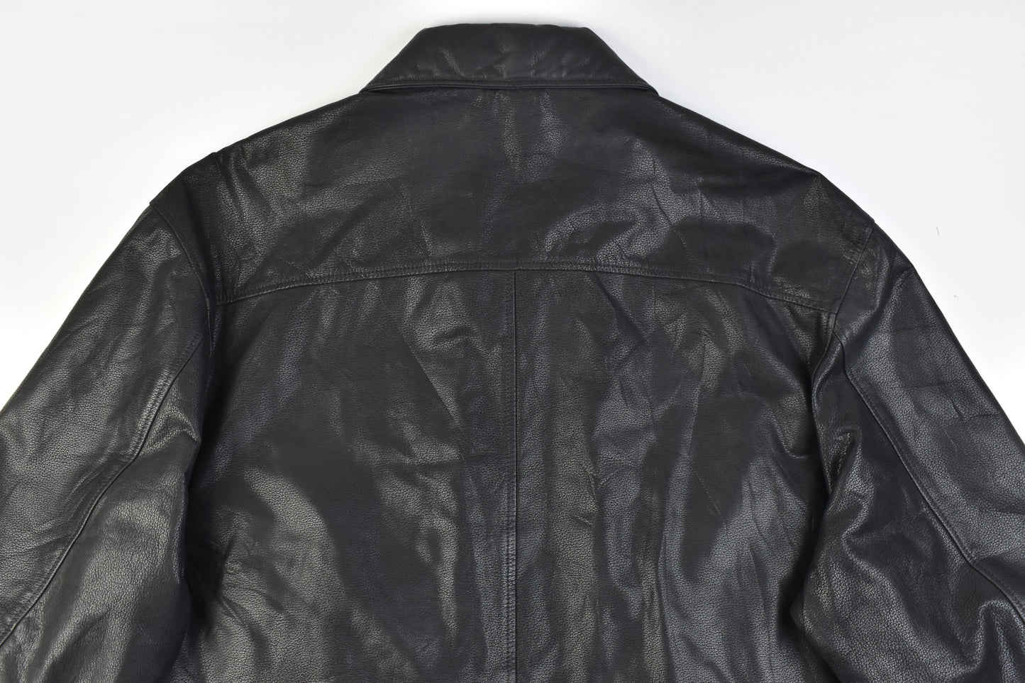 Yves Saint Laurent Black Leather Man's Jacket Coat, Size EU 58, V.Good 8/10