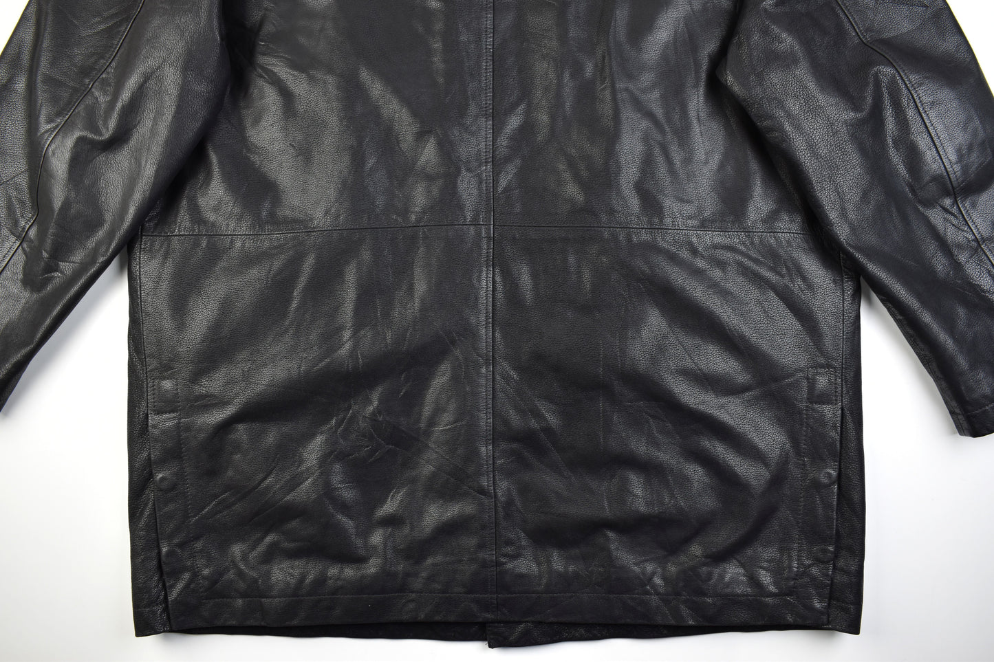Yves Saint Laurent Black Leather Man's Jacket Coat, Size EU 58, V.Good 8/10