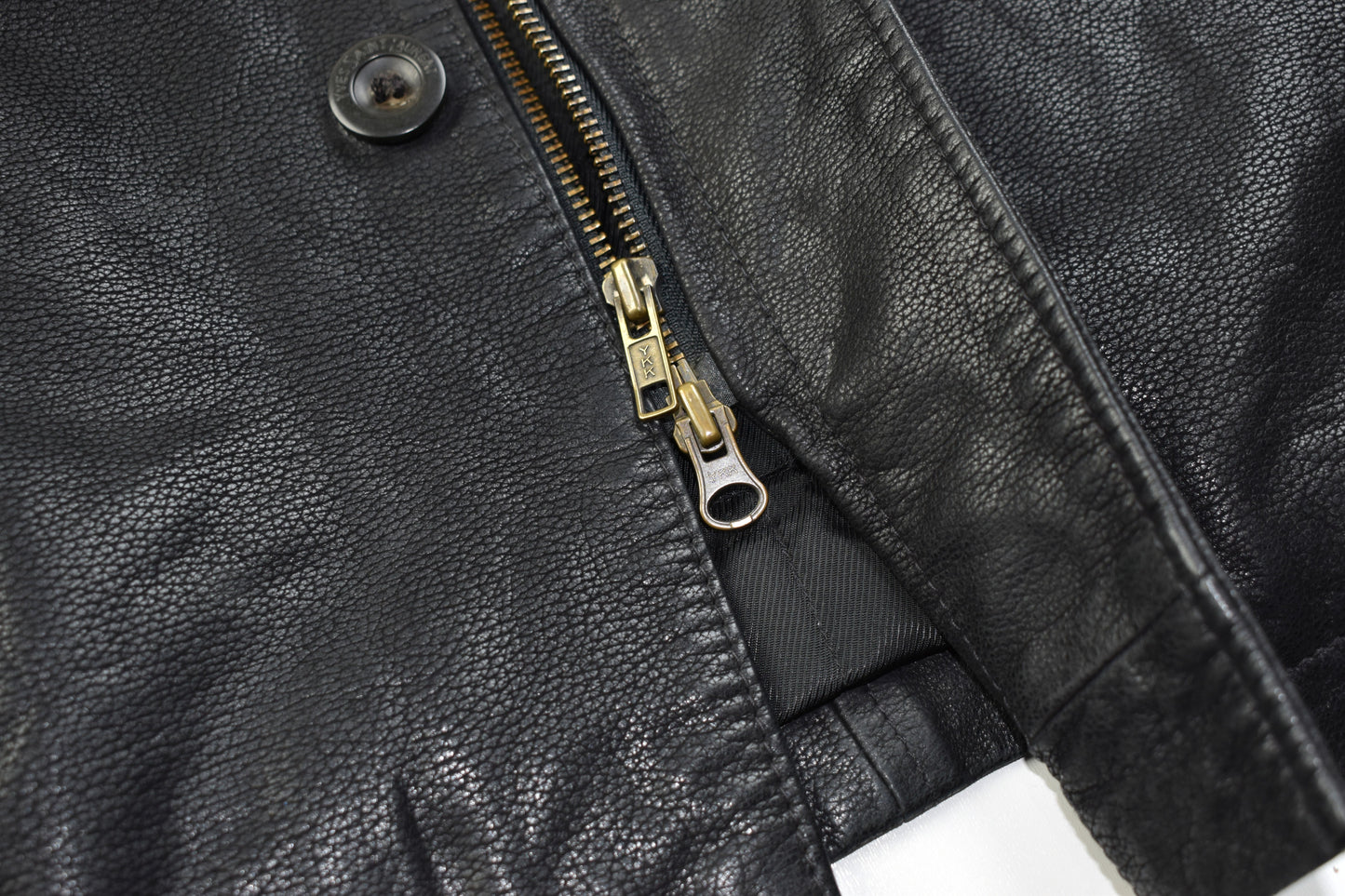 Yves Saint Laurent Black Leather Man's Jacket Coat, Size EU 58, V.Good 8/10