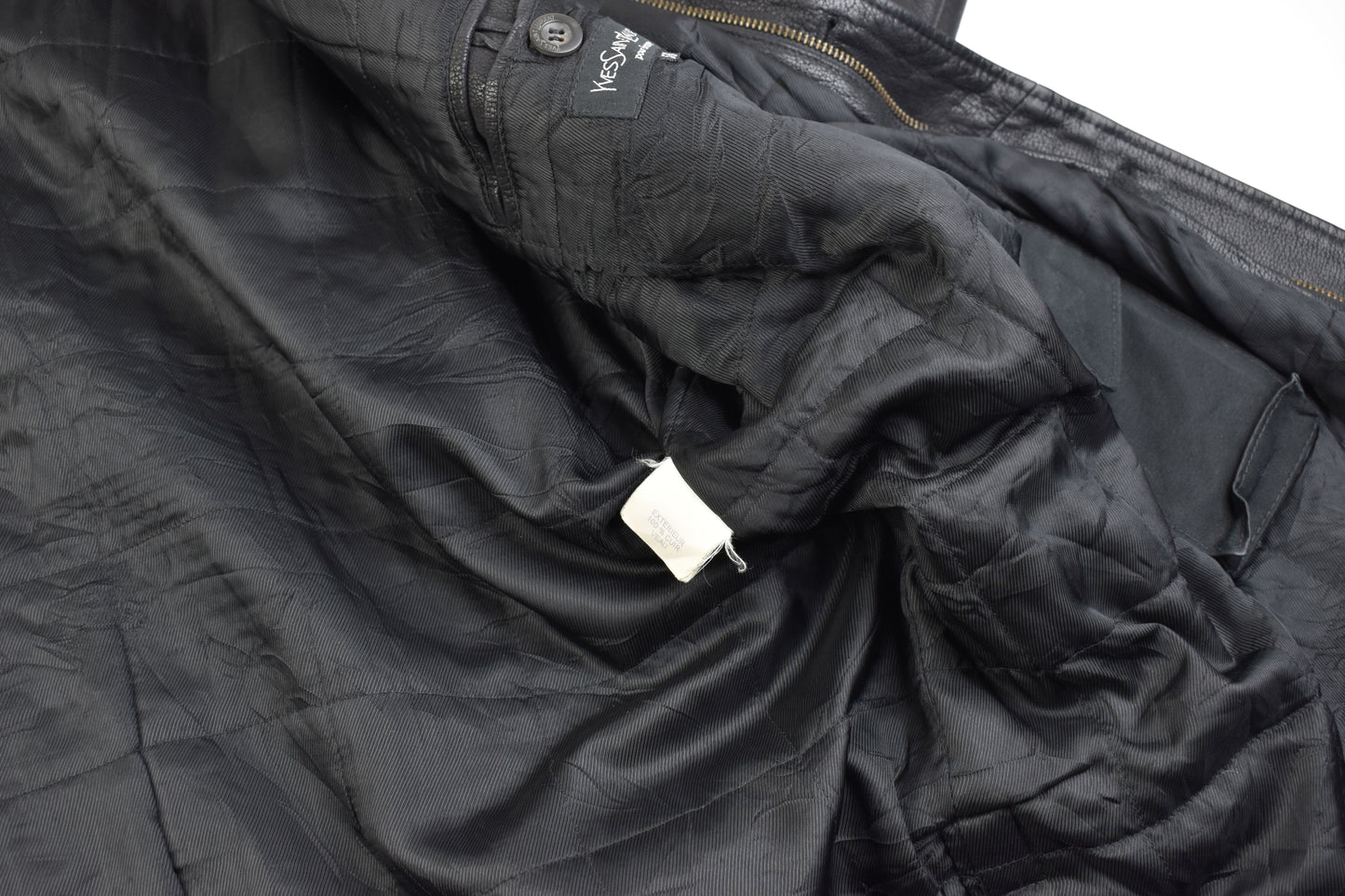 Yves Saint Laurent Black Leather Man's Jacket Coat, Size EU 58, V.Good 8/10