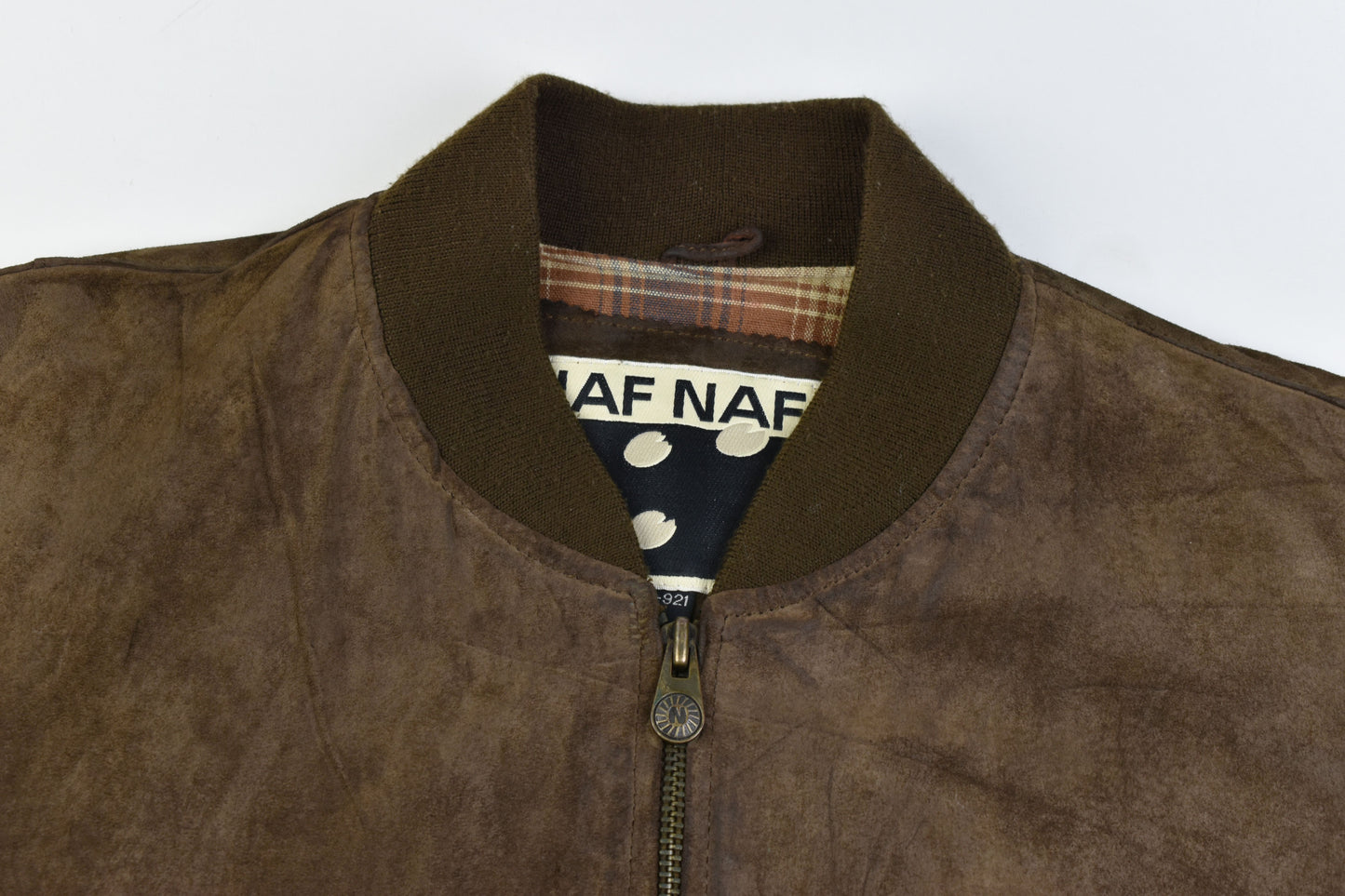 Naf Naf P-921 Brown Suede Leather Men Jacket, Size L, V.Good 7/10