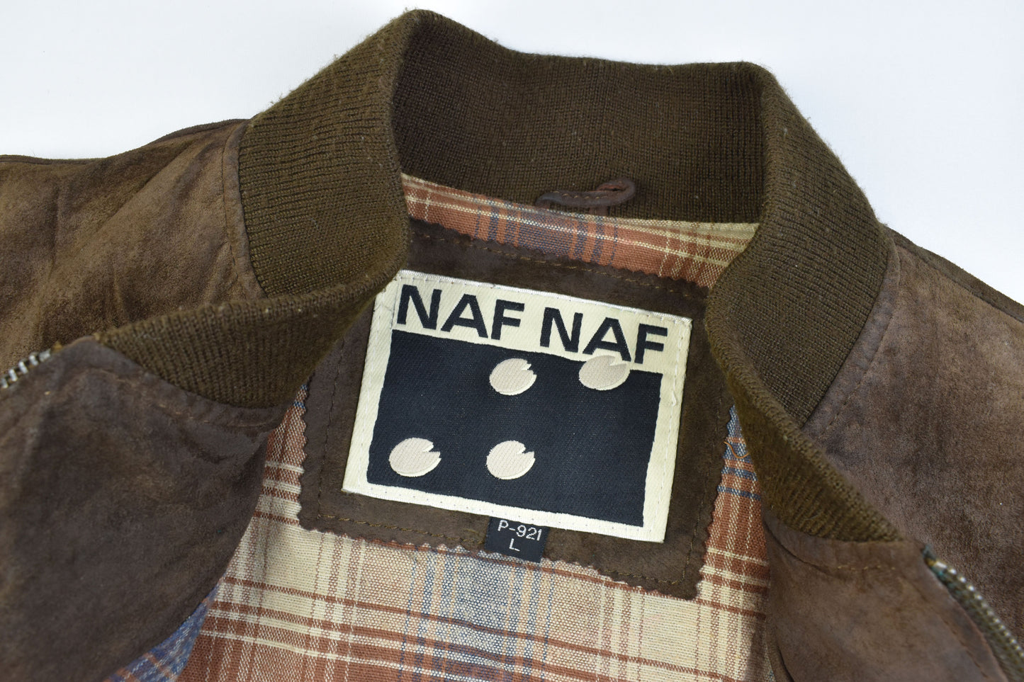 Naf Naf P-921 Brown Suede Leather Men Jacket, Size L, V.Good 7/10