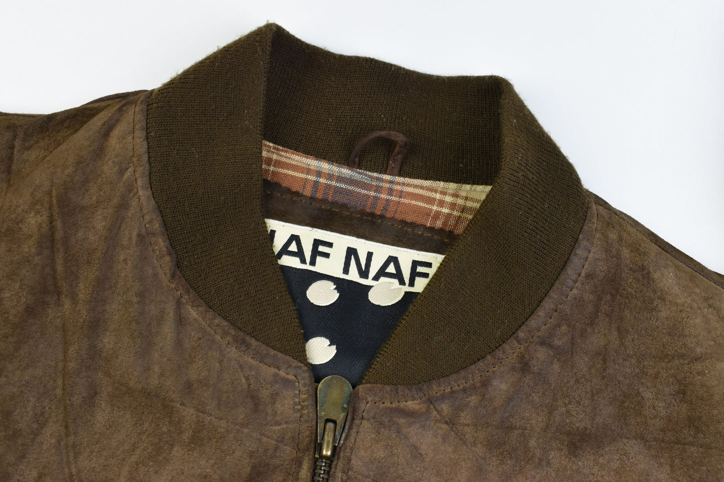 Naf Naf P-921 Brown Suede Leather Men Jacket, Size L, V.Good 7/10