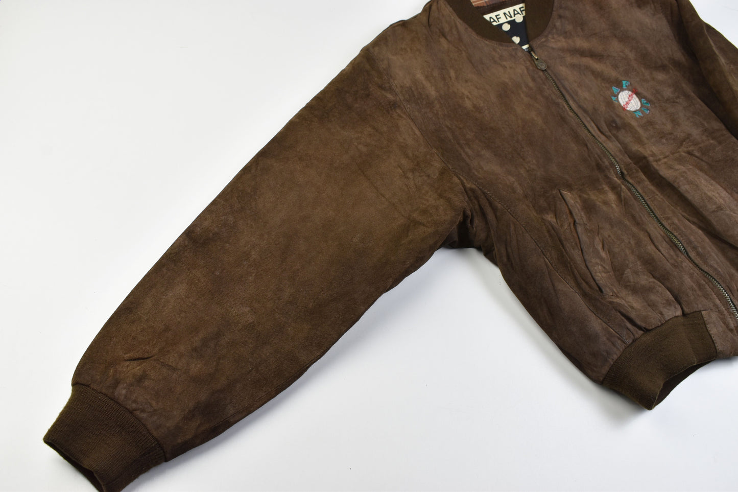 Naf Naf P-921 Brown Suede Leather Men Jacket, Size L, V.Good 7/10
