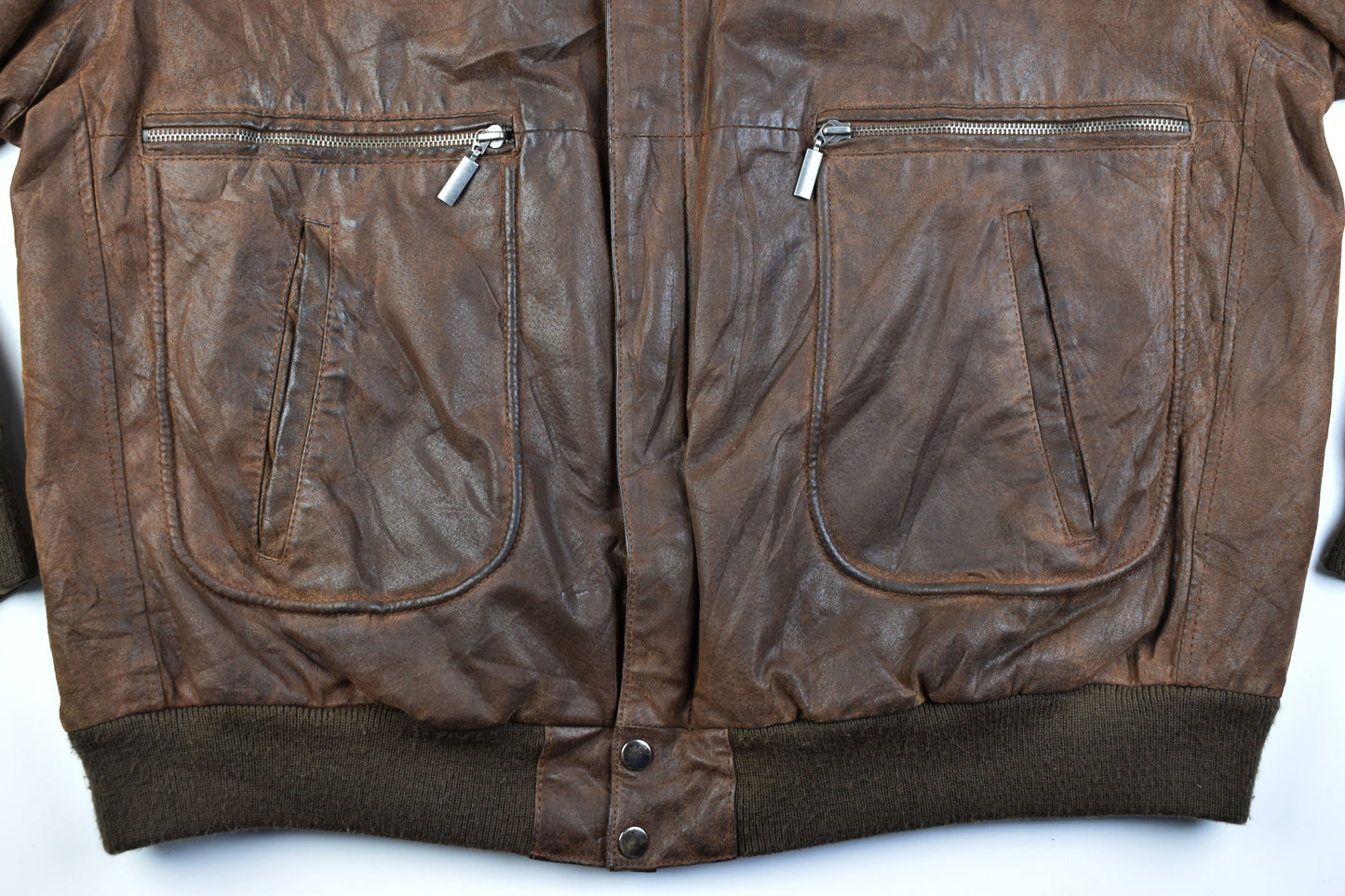 Hi-Buxter F19 Army Pilot bomber Men Leather Jacket Detachable Collar, Size XL, V.Good 7/10