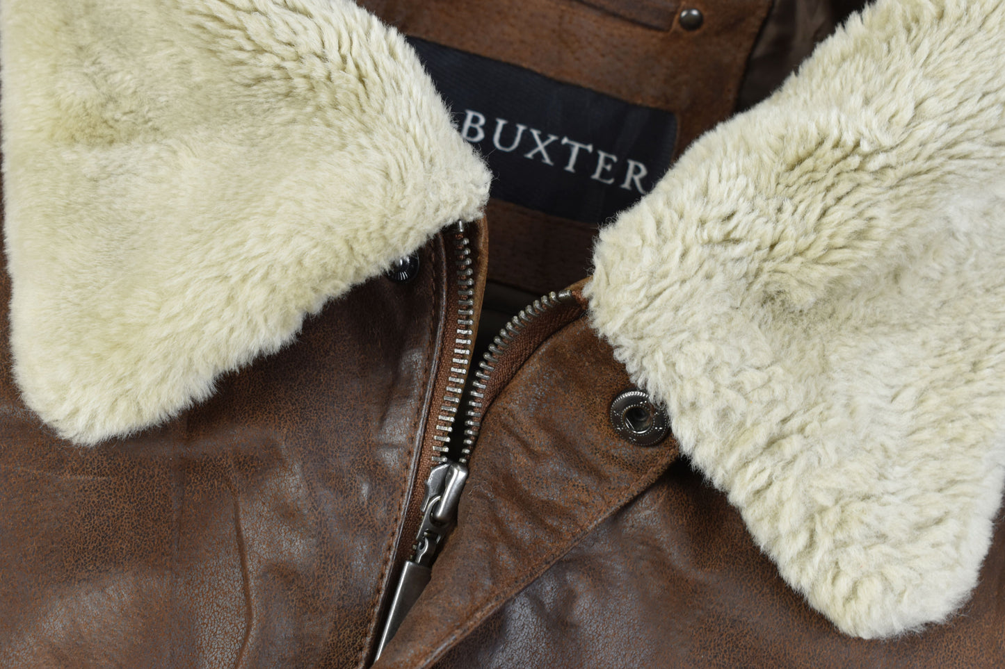 Hi-Buxter F19 Army Pilot bomber Men Leather Jacket Detachable Collar, Size XL, V.Good 7/10