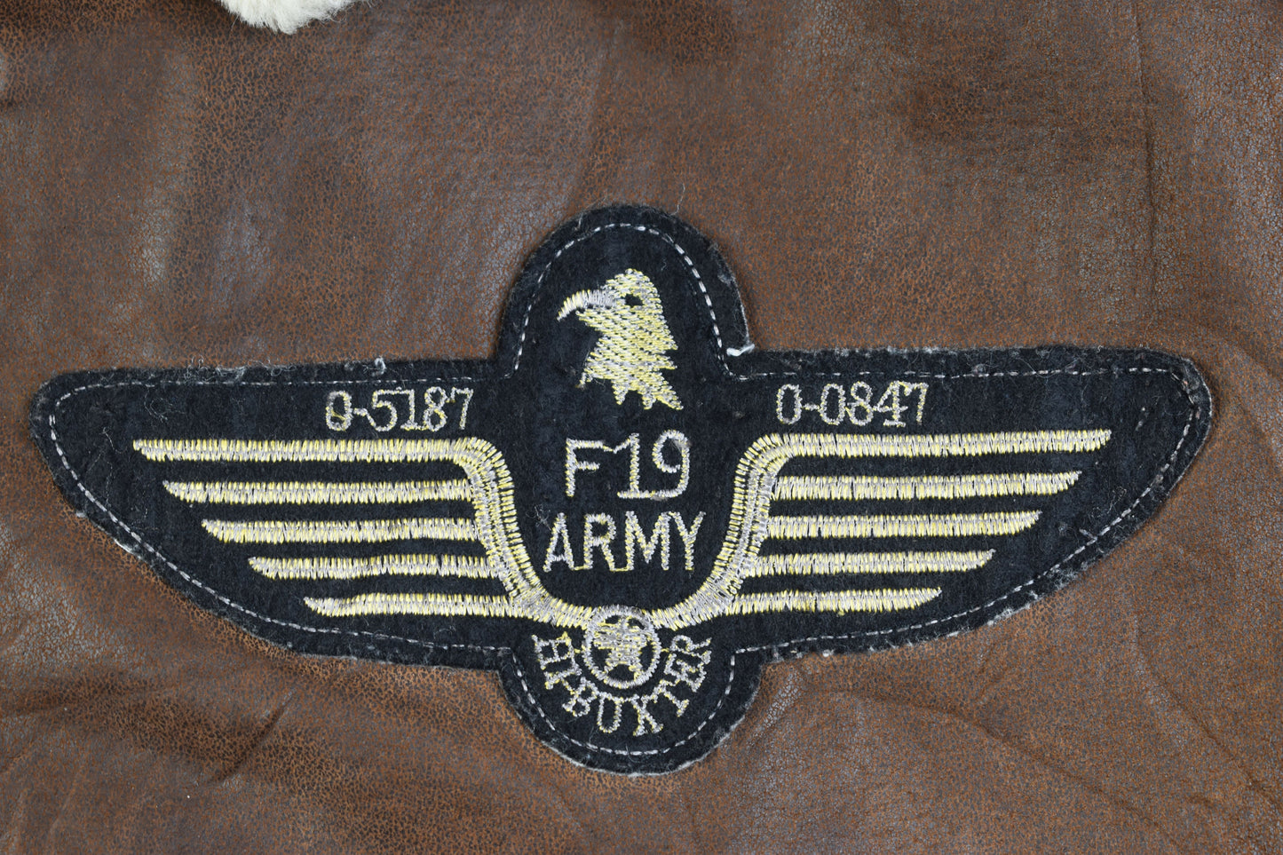Hi-Buxter F19 Army Pilot bomber Men Leather Jacket Detachable Collar, Size XL, V.Good 7/10