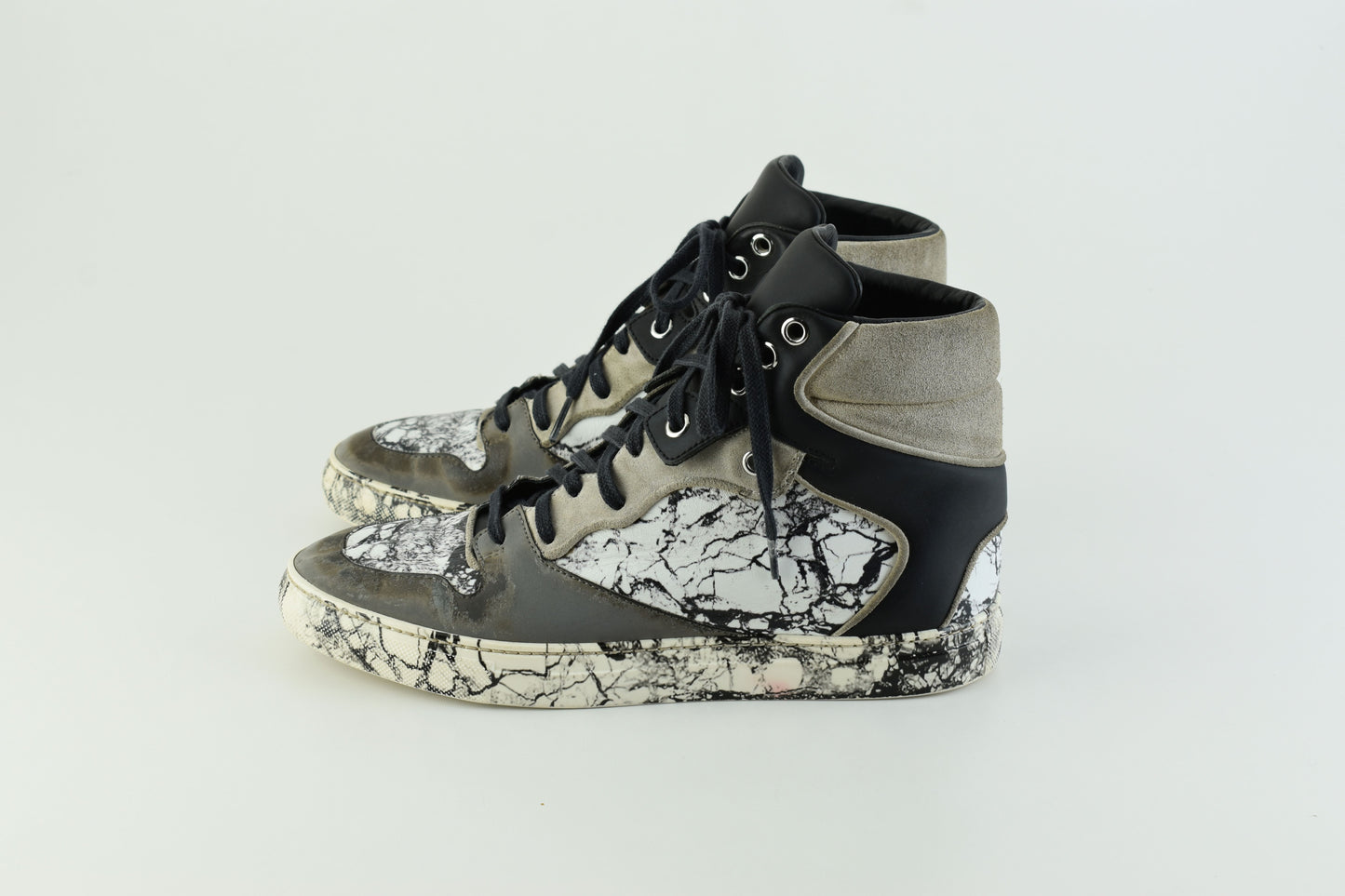 BALENCIAGA 372883 Marble High Top Women Sneakers, Size 38 AS IS, Good 6/10