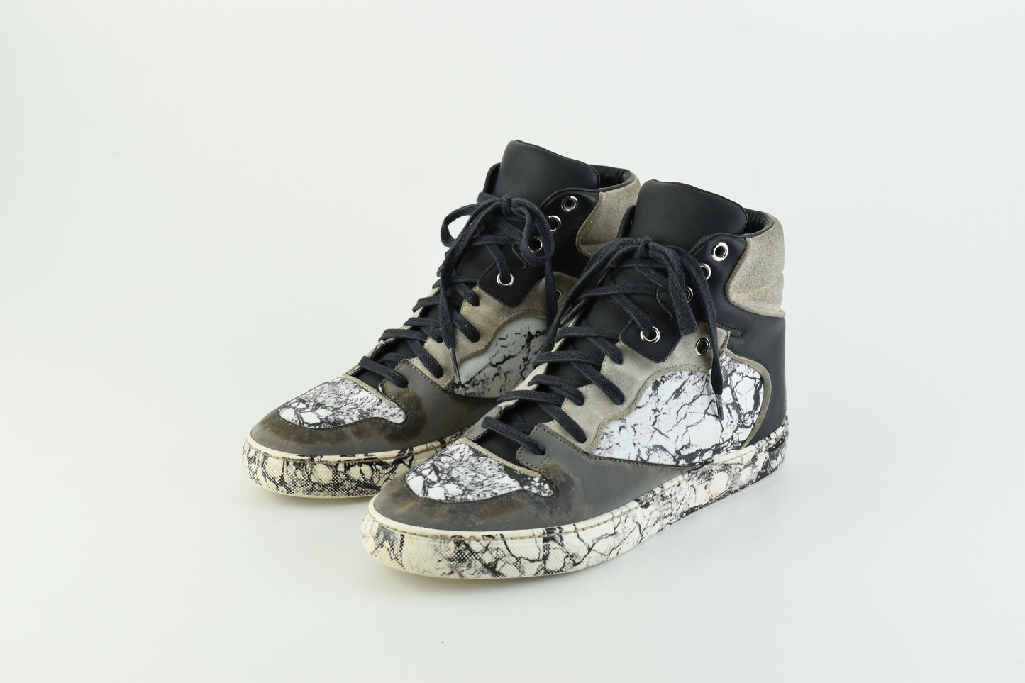 BALENCIAGA 372883 Marble High Top Women Sneakers, Size 38 AS IS, Good 6/10