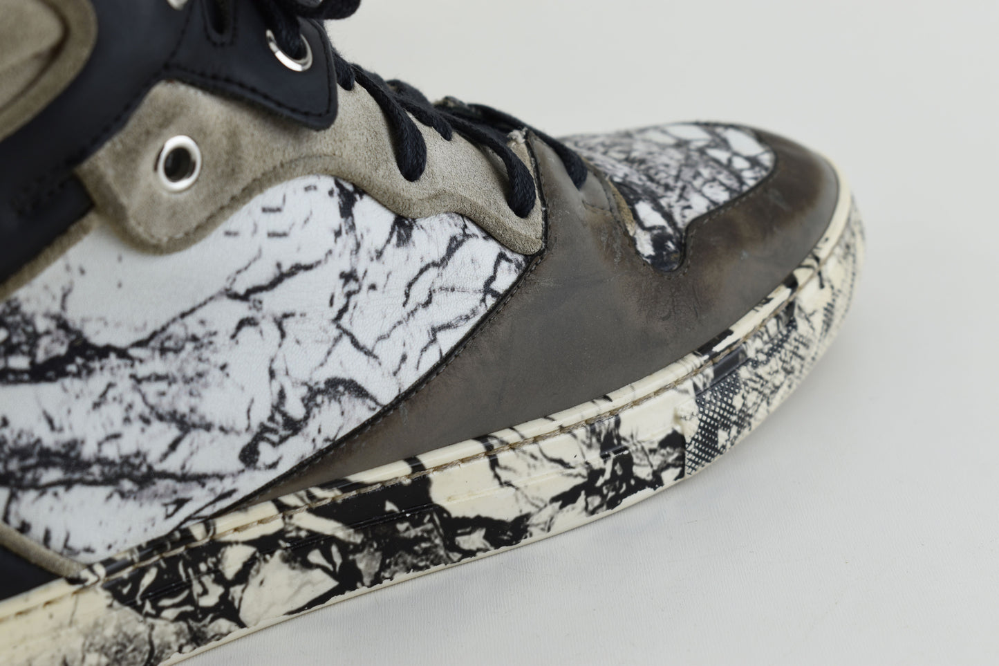 BALENCIAGA 372883 Marble High Top Women Sneakers, Size 38 AS IS, Good 6/10
