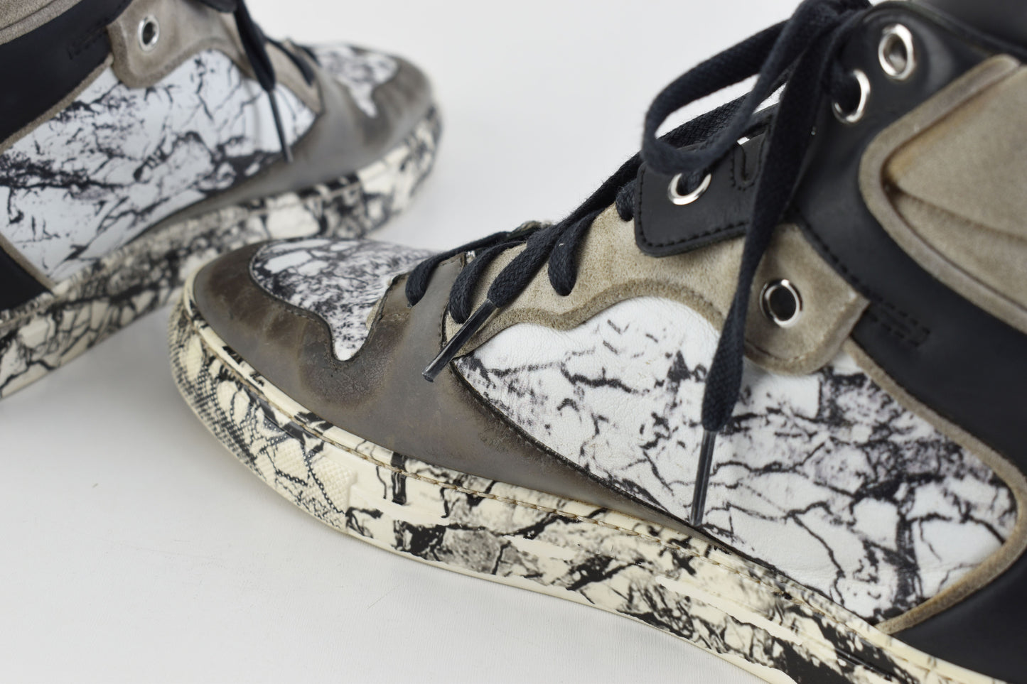 BALENCIAGA 372883 Marble High Top Women Sneakers, Size 38 AS IS, Good 6/10