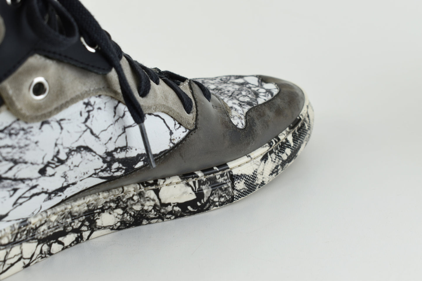 BALENCIAGA 372883 Marble High Top Women Sneakers, Size 38 AS IS, Good 6/10