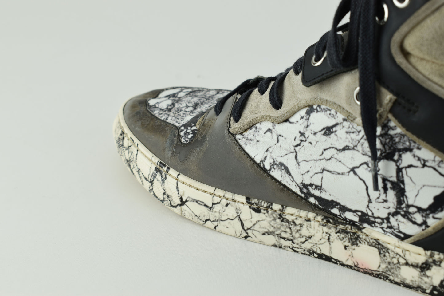 BALENCIAGA 372883 Marble High Top Women Sneakers, Size 38 AS IS, Good 6/10