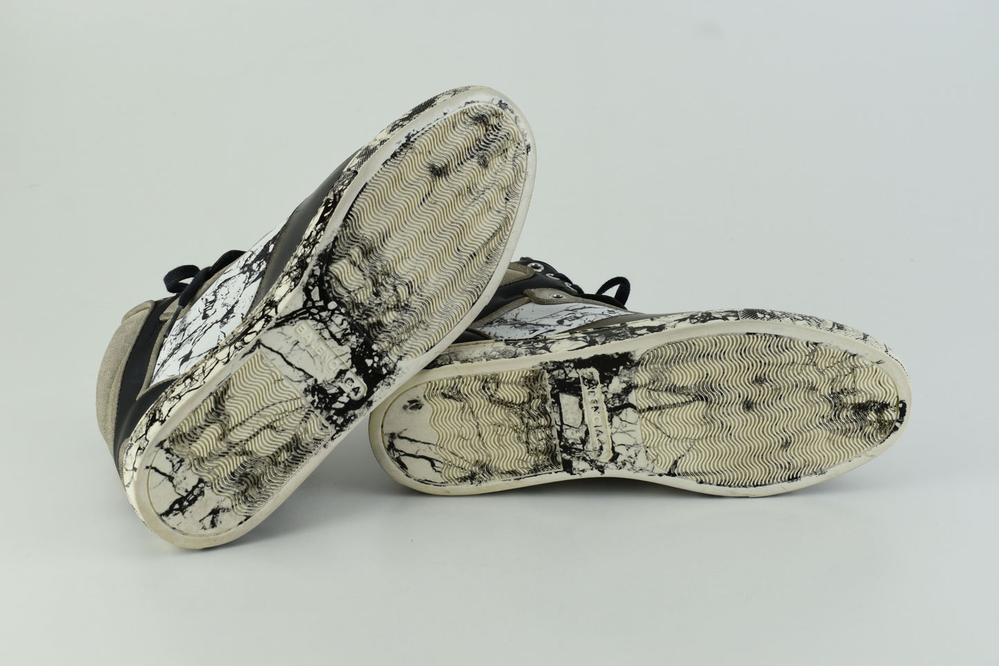 BALENCIAGA 372883 Marble High Top Women Sneakers, Size 38 AS IS, Good 6/10