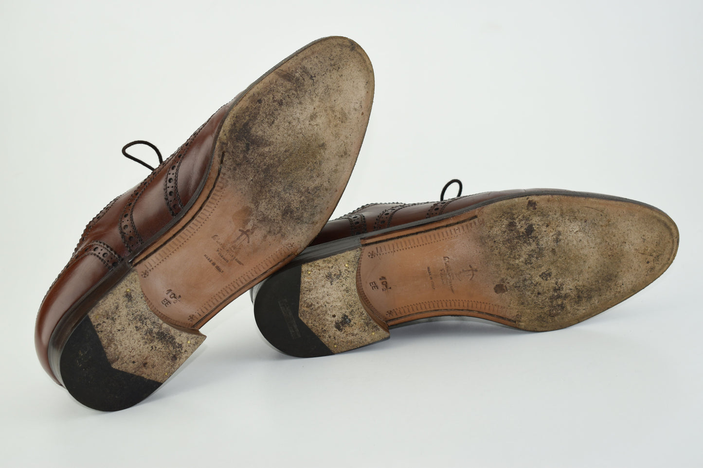 Salvatore Ferragamo Firenze Brown Oxford Brogue, Size EU 43.5, Men Shoes, V.Good 8/10